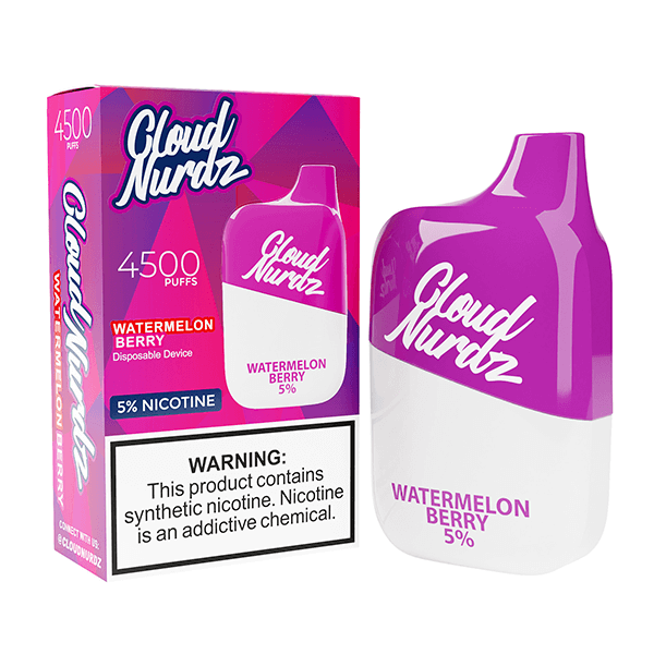 Cloud Nurdz Disposable | 4500 Puffs | 12ml watermelon berry with packaging