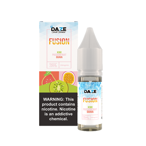7Daze Fusion Salt Series | 15mL | 24mg | Kiwi Passionfruit Guava Iced with packaging