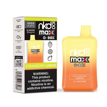 Naked100 Max G-Box Disposable | 5500 Puffs | 14mL | 50mg Strawberry Lemon with Packaging