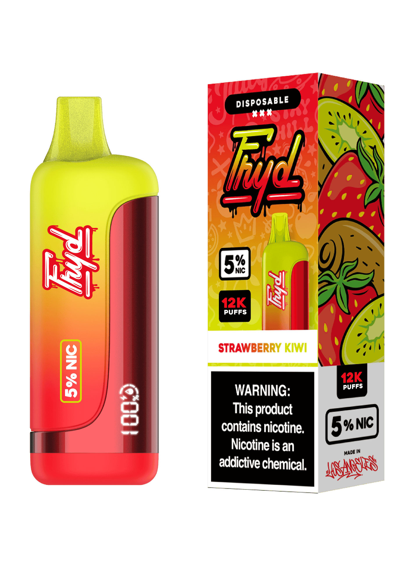 FRYD Disposable 12,000 Puffs 17mL 50mg Strawberry Kiwi with packaging