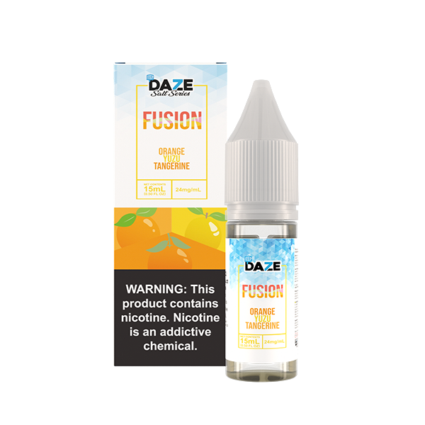 7Daze Fusion Salt Series | 15mL | 24mg | Orange Yuzu Tangerine Iced with packaging