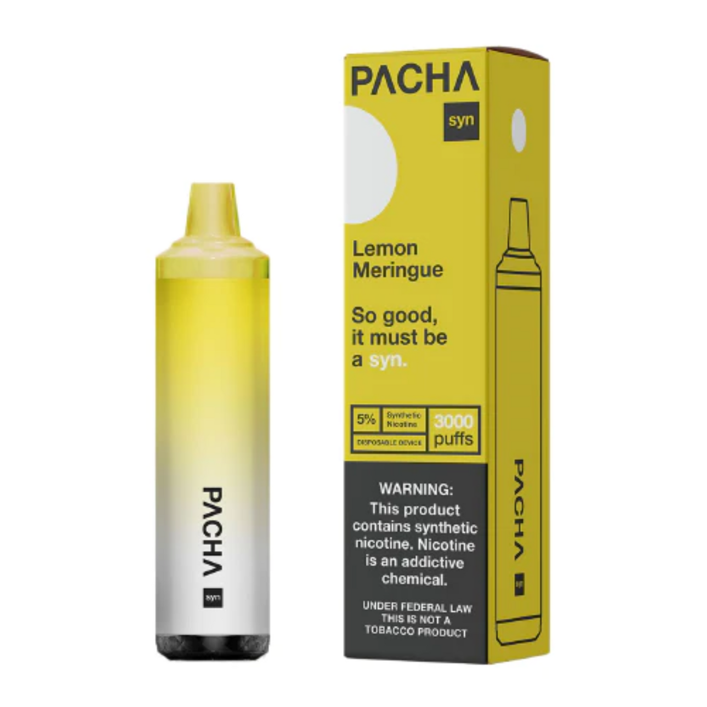 Pachamama Syn Disposable | 3000 Puffs | 8mL lemon meringue with packaging