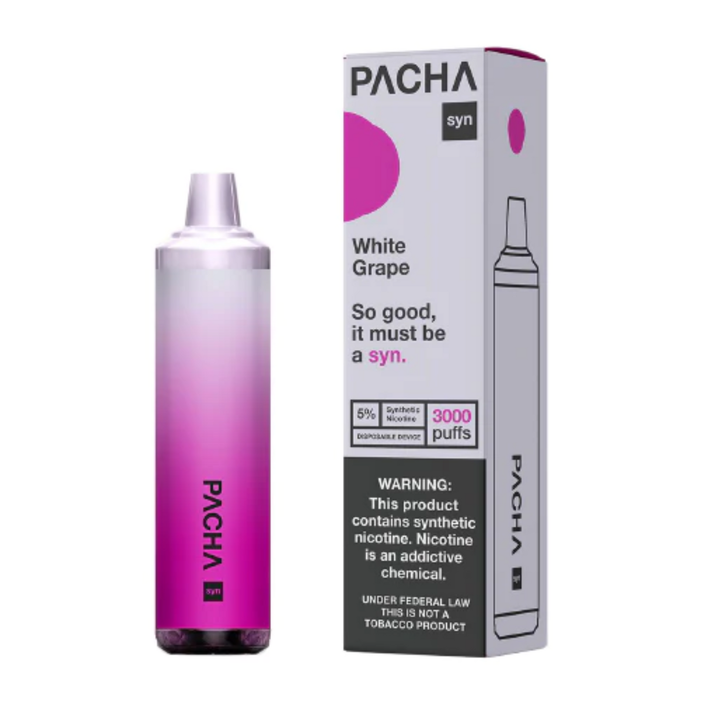Pachamama Syn Disposable | 3000 Puffs | 8mL white grape with packaging