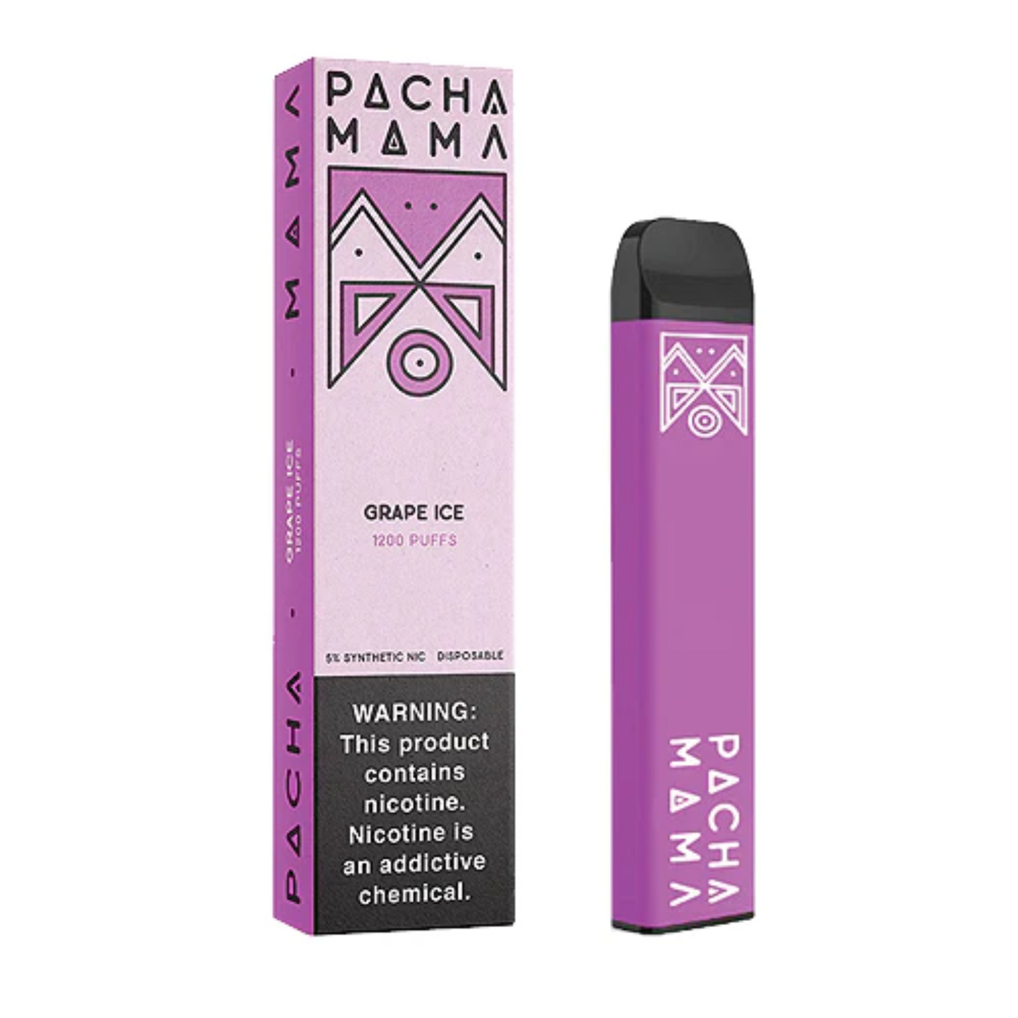 Pachamama Tobacco-Free Nicotine Disposable | 1200 Puffs | 4mL grape ice with packaging