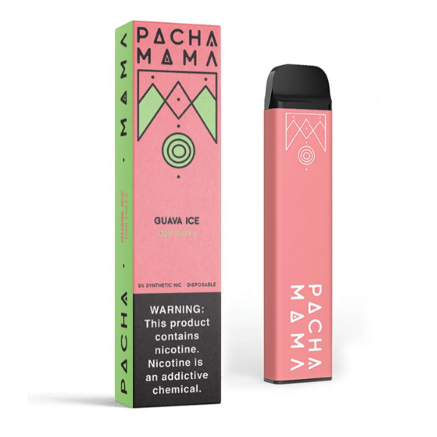 Pachamama Tobacco-Free Nicotine Disposable | 1200 Puffs | 4mL guava ice with packaging