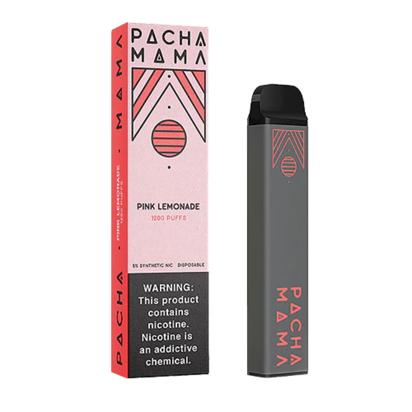 Pachamama Tobacco-Free Nicotine Disposable | 1200 Puffs | 4mL pink lemonade with packaging