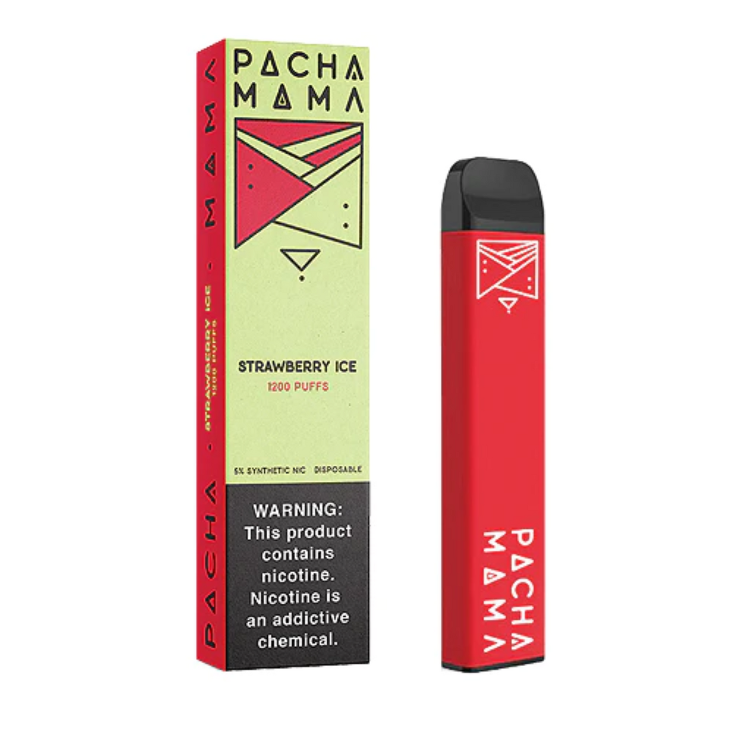 Pachamama Tobacco-Free Nicotine Disposable | 1200 Puffs | 4mL strawberry ice with packaging