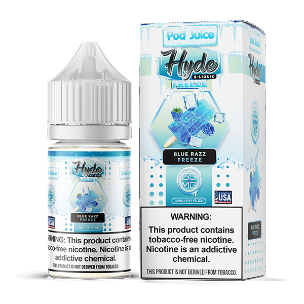 Blue Razz Freeze by Pod Juice - Hyde TFN Salt Series 30mL with packaging