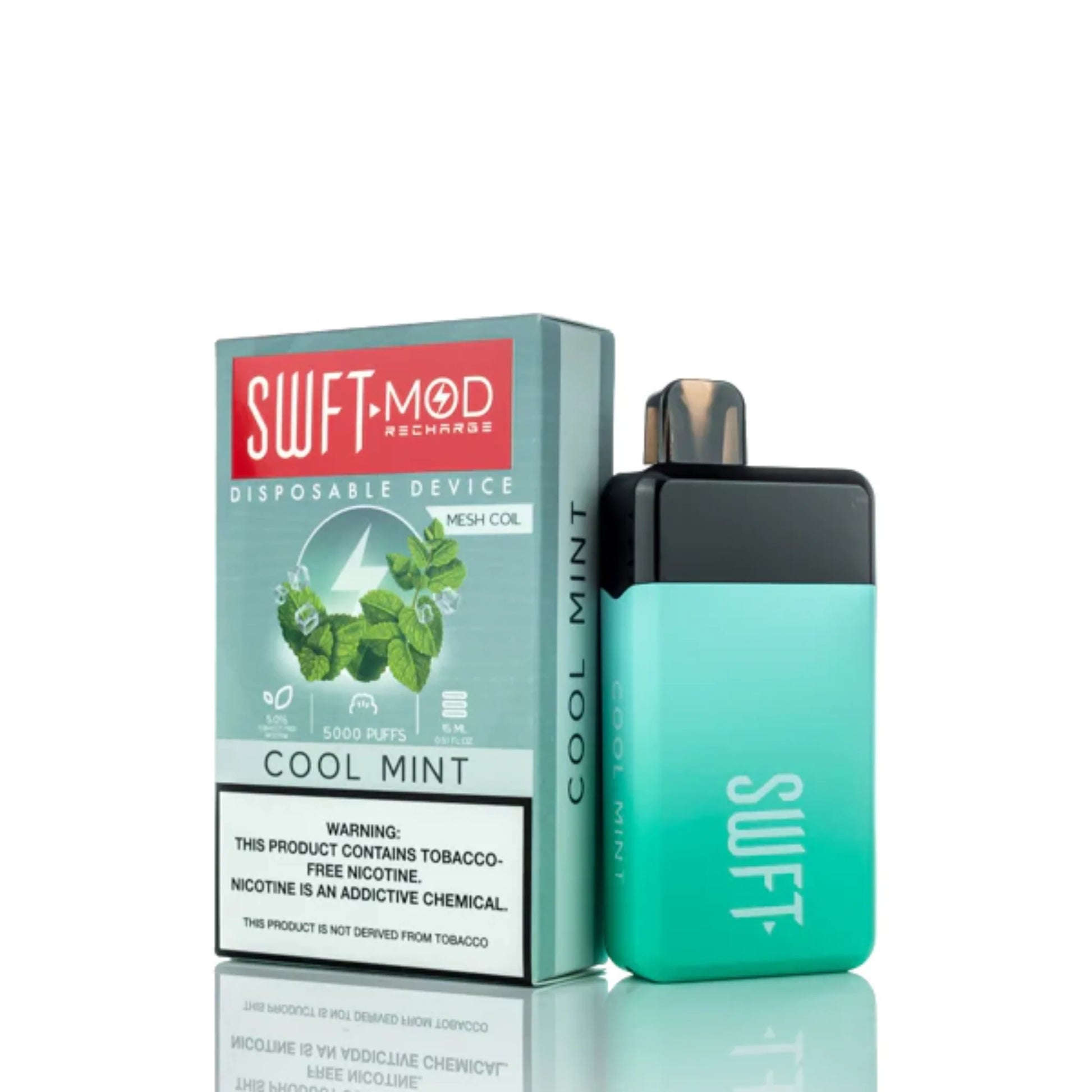 SWFT Mod Disposable | 5000 Puffs | 15mL | 50mg | Cool Mint with packaging