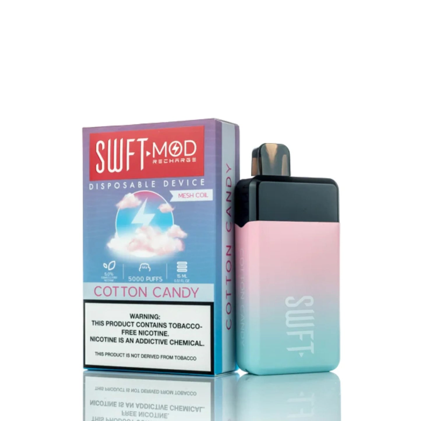 SWFT Mod Disposable | 5000 Puffs | 15mL | 50mg | Cotton Candy with packaging