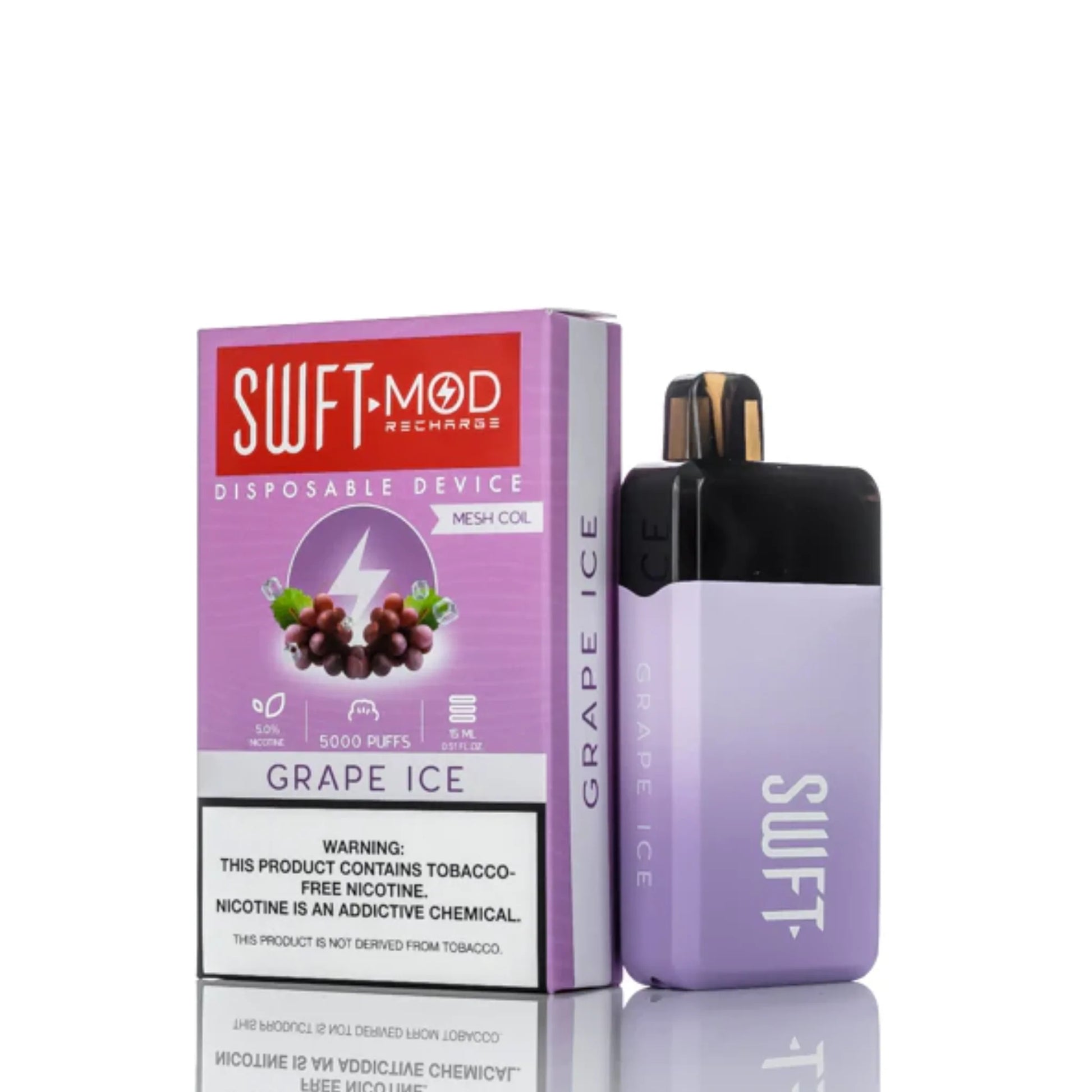 SWFT Mod Disposable | 5000 Puffs | 15mL | 50mg | Grape Ice with packaging