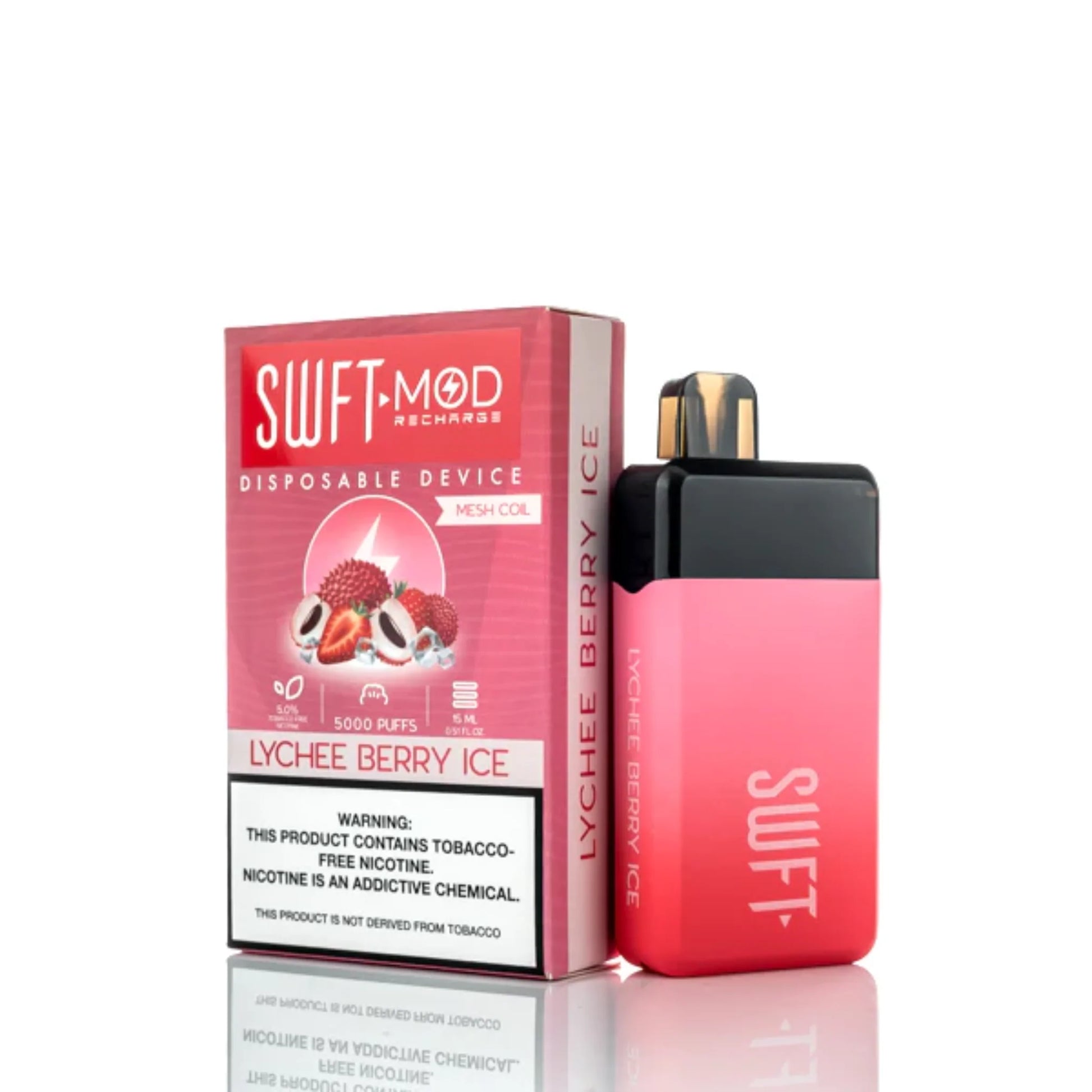 SWFT Mod Disposable | 5000 Puffs | 15mL | 50mg | Lychee Berry Ice with packaging