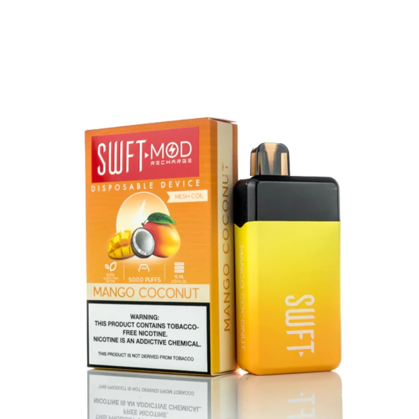 SWFT Mod Disposable | 5000 Puffs | 15mL | 50mg | Mango Coconut with packaging