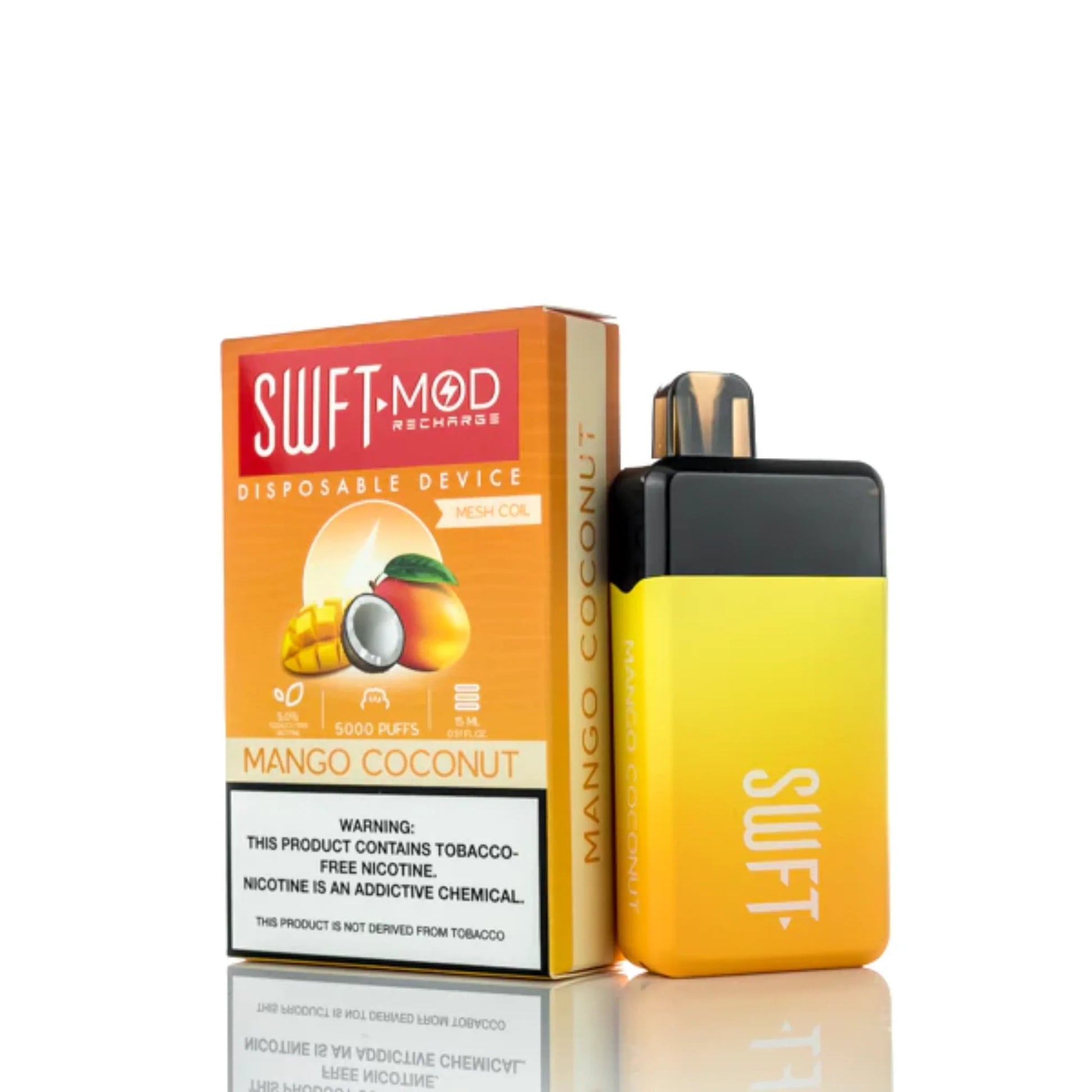 SWFT Mod Disposable | 5000 Puffs | 15mL | 50mg | Mango Coconut with packaging