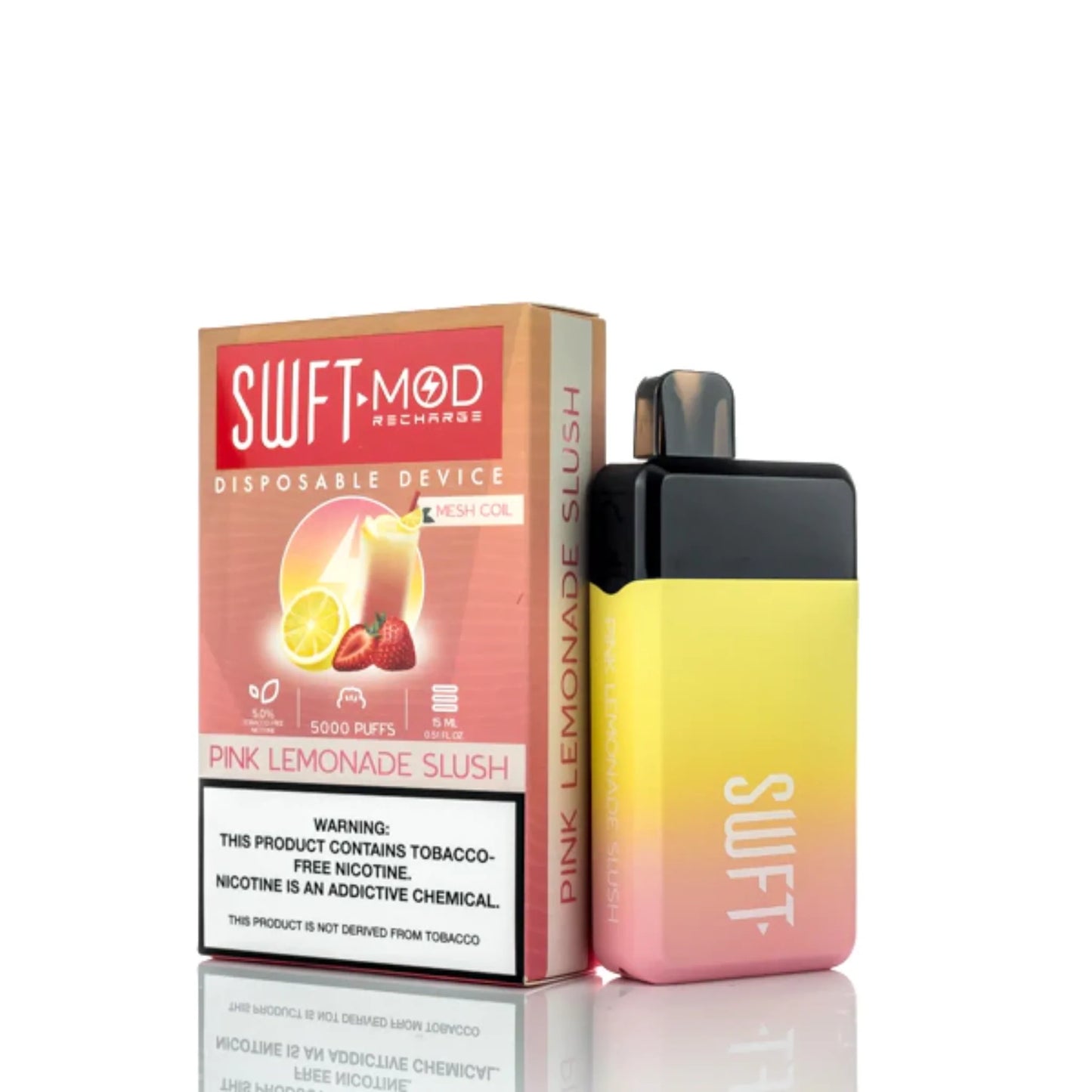 SWFT Mod Disposable | 5000 Puffs | 15mL | 50mg | Pink Lemonade Slush with packaging