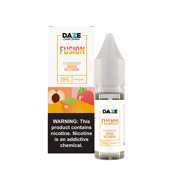7Daze Fusion Salt Series | 15mL | 24mg | Strawberry Mango Nectarine with packaging