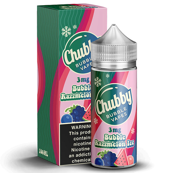 Chubby Bubble Vapes Series E-Liquid | 100mL | 3mg | Bubble Razzmelon Ice with packaging