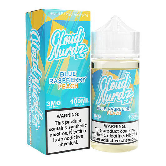 Peach Blue Razz Iced by Cloud Nurdz TFN 100mL with packaging