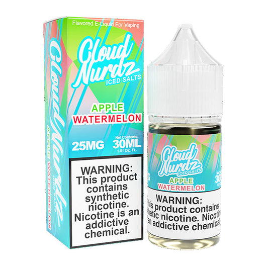 Iced Watermelon Apple by Cloud Nurdz TFN Salts 30mL with packaging