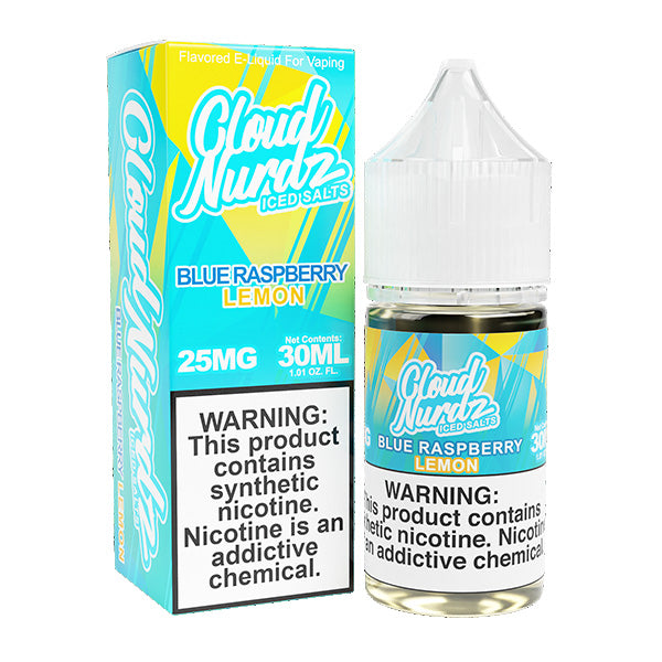 Iced Blue Raspberry Lemon by Cloud Nurdz TFN Salts 30mL with packaging
