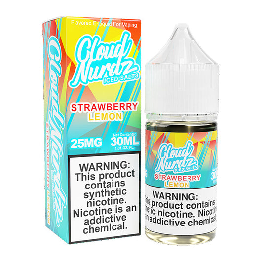 Iced Strawberry Lemon by Cloud Nurdz TFN Salts 30mL with packaging