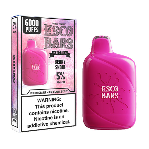 Esco Bars Mesh Disposable | 6000 Puffs | 15mL | 5% | Berry Snow with Packaging