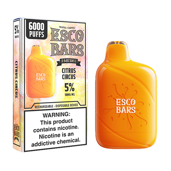 Esco Bars Mesh Disposable | 6000 Puffs | 15mL | 5% | Citrus Circus with Packaging