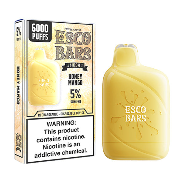 Esco Bars Mesh Disposable | 6000 Puffs | 15mL | 5% | Honey Mango with Packaging