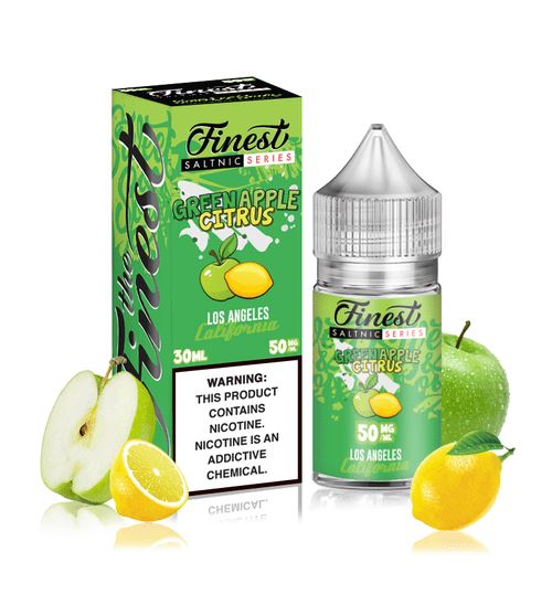 Green Apple Citrus by Finest SaltNic Series 30ml with packaging and background