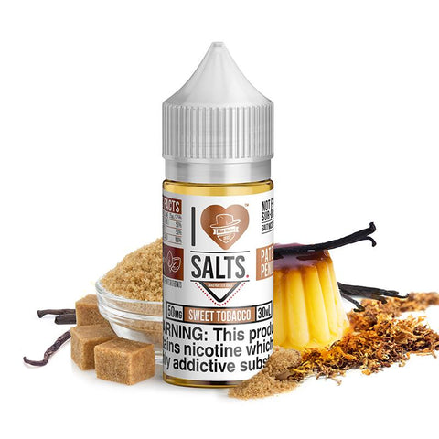 Sweet Tobacco Salt by Mad Hatter EJuice 30ml bottle with Background 