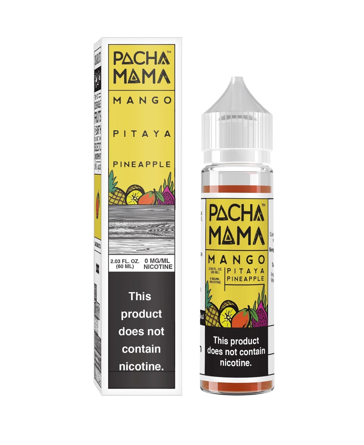 Mango Pitaya Pineapple by Pachamama eLiquid TFN 60mL with packaging