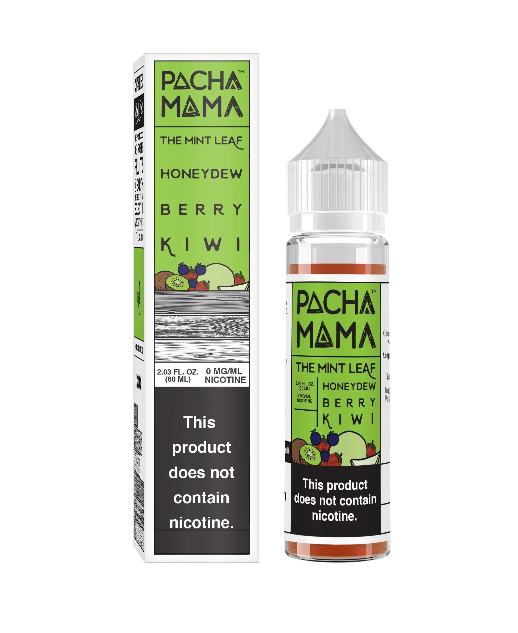 The Mint Leaf Honeydew Berry Kiwi by Pachamama eLiquid TFN 60mL with packaging