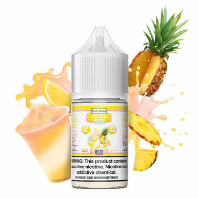 Pineapple Lemonade Slushy Freeze by Pod Juice Salts Series 30mL with background