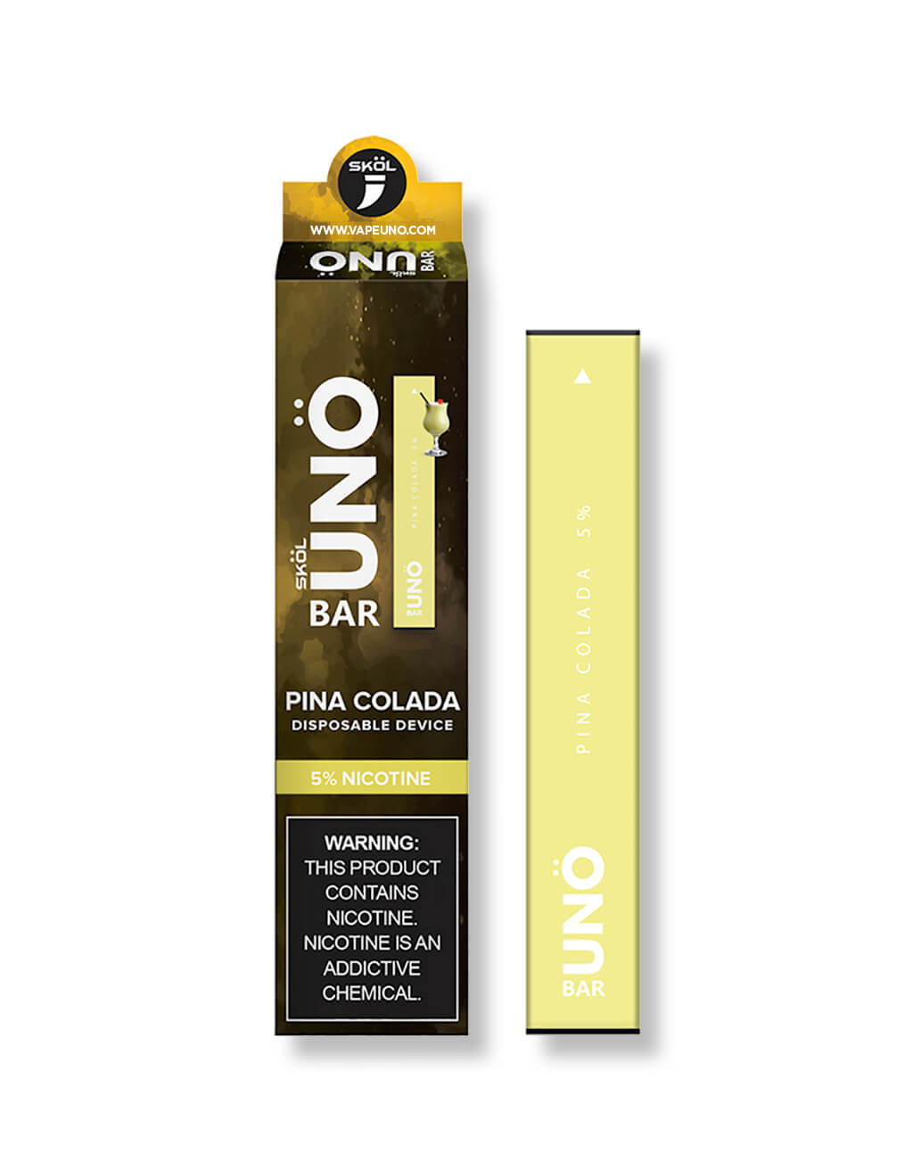 SKOL | UNO Bar Disposable 5% Nicotine Pina Colada with Packaging