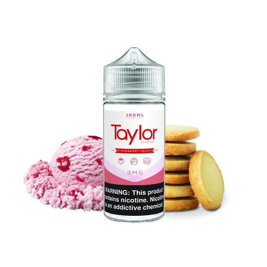 Strawberry Crunch by Taylor Desserts 100ml bottle with background