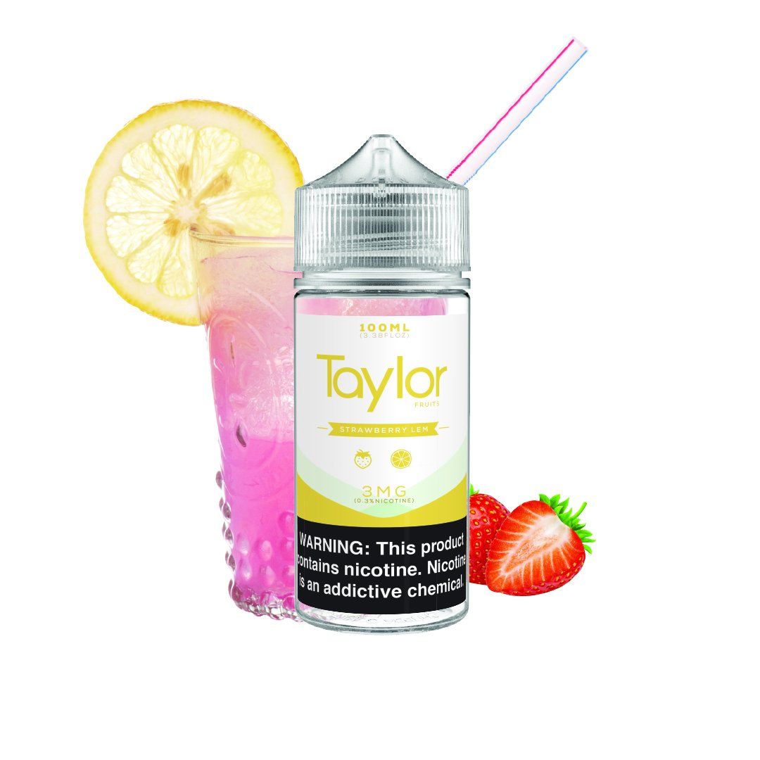 Strawberry Lem by Taylor Fruits 100ml bottle with background