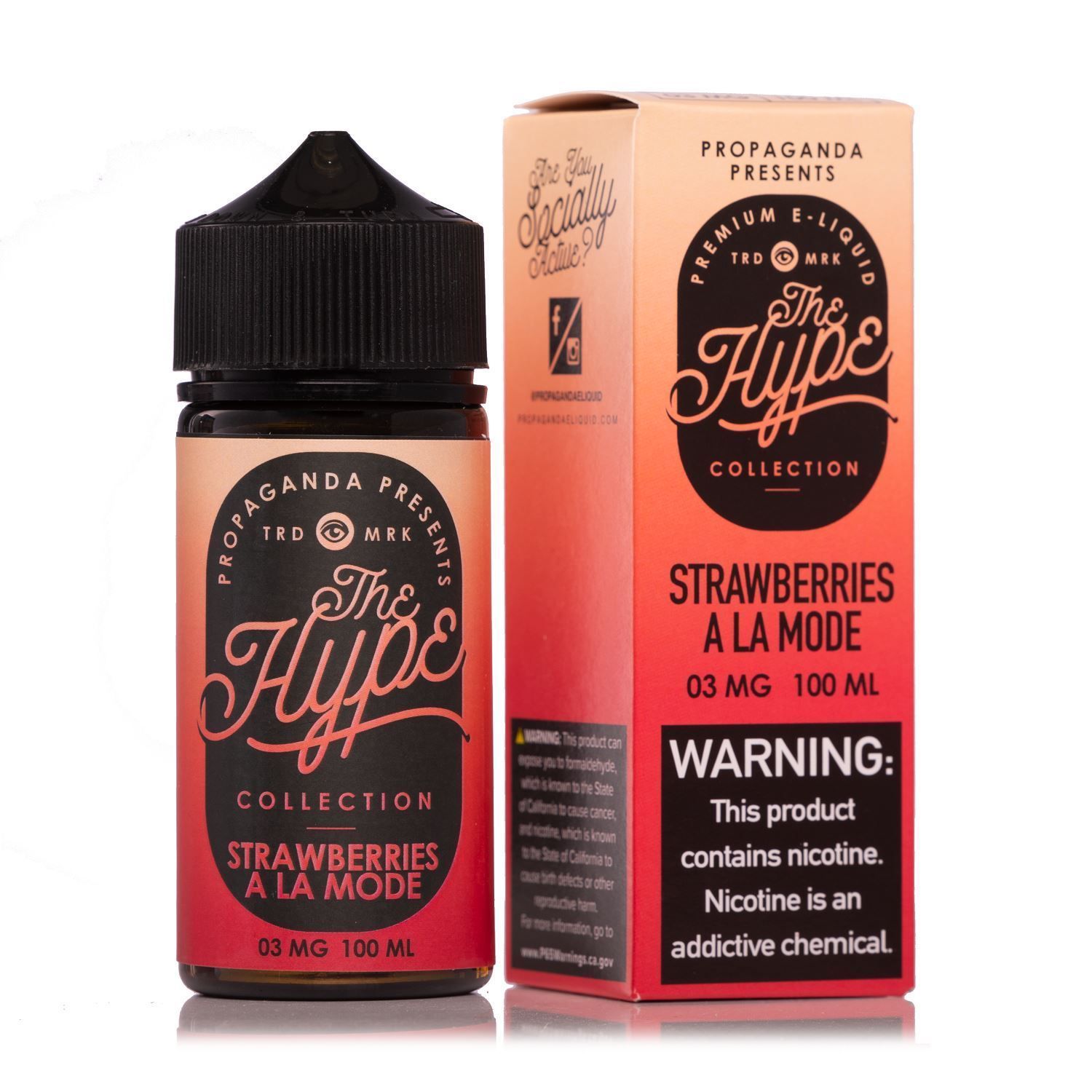 Strawberry A La Mode by The Hype Collection 100ml with packaging