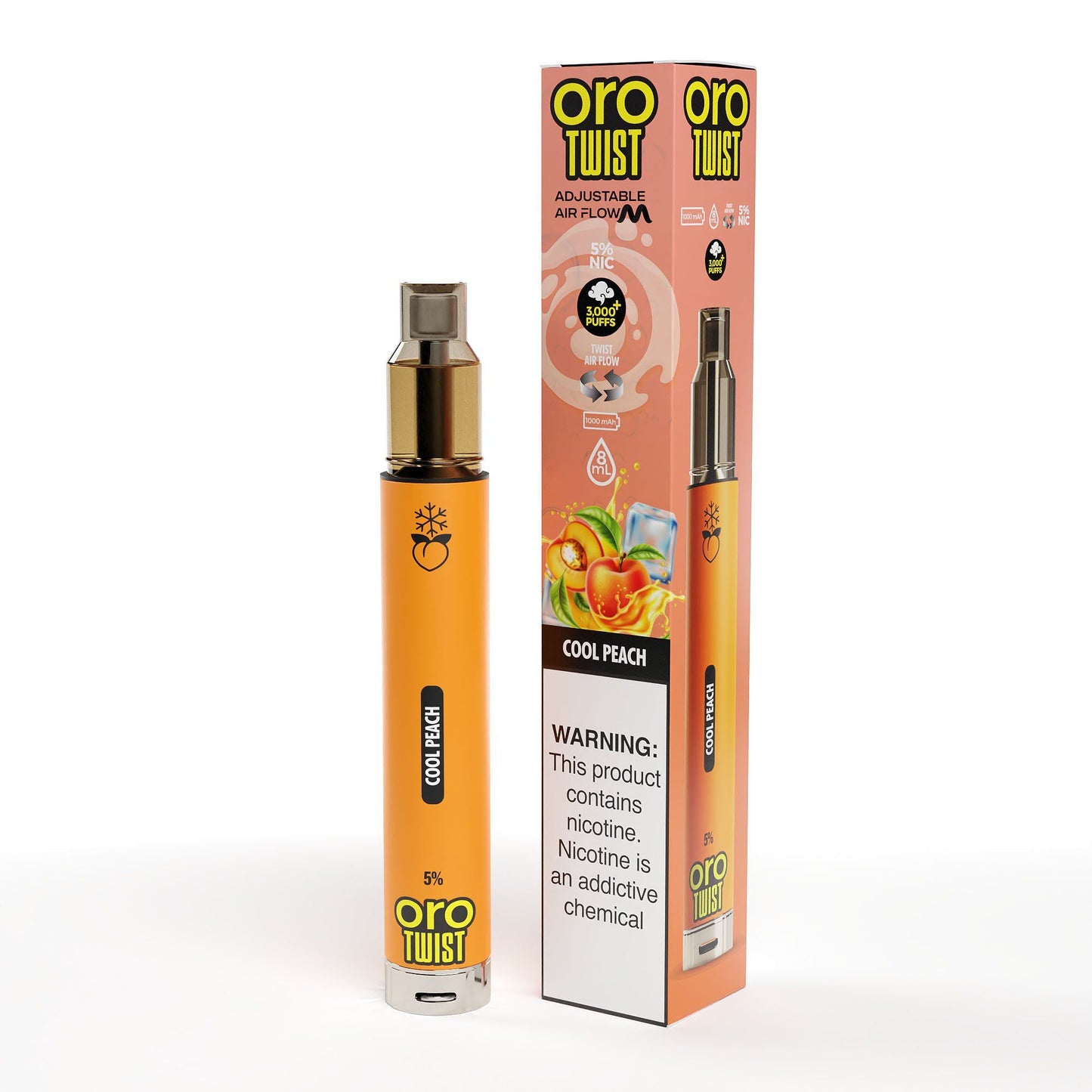 Twist Oro Flow Disposable 3000 Puffs -Cool Peach with Peach