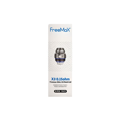 FreeMaX Maxluke 904L X Replacement Coils (5-Pack) X3 Mesh 0.15ohm 5 Pack with Packaging