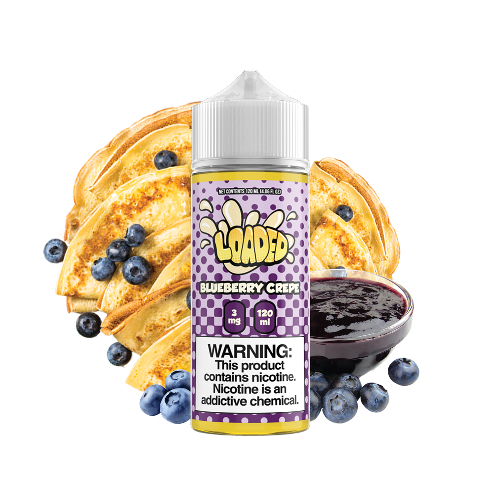 Blue Crepe by Loaded Series | 120mL bottle with Background 