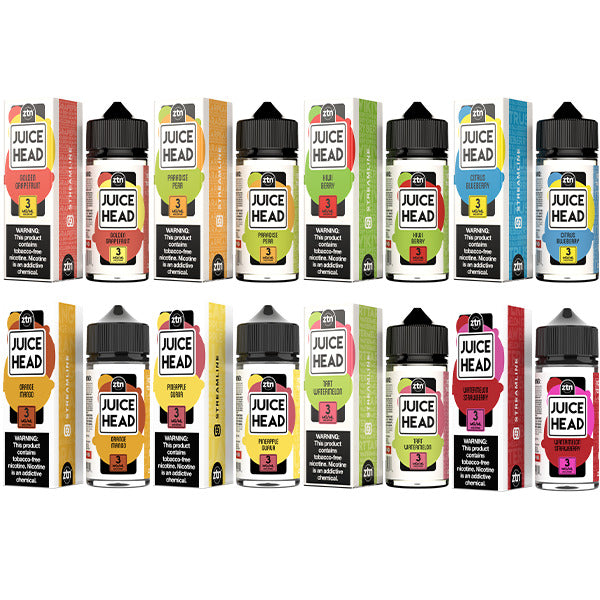 Passionfruit Orange Guava by Juice Head Series E-Liquid 100mL (Freebase) GROUP PHOTO