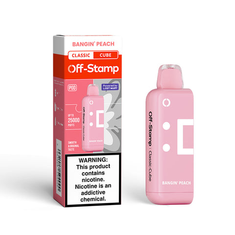 Off Stamp X Cube Disposable POD 18mL 50mg | bangin peach with packaging