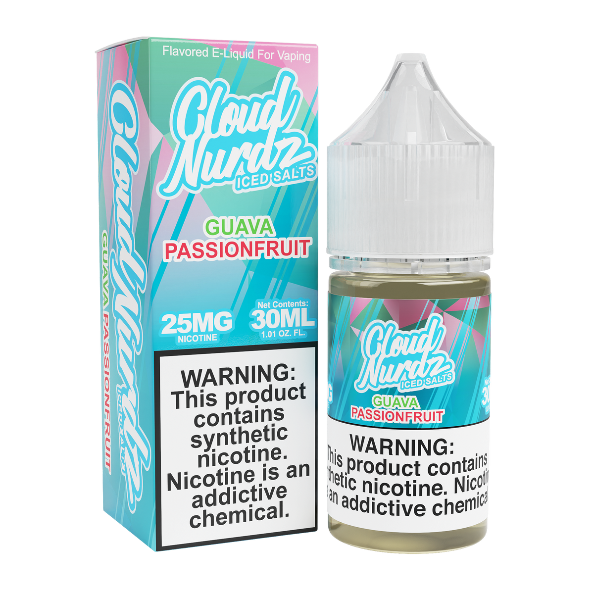 Guava Passionfruit Iced (Pink Guava Iced) by Cloud Nurdz TFN Salt 30mL with packaging