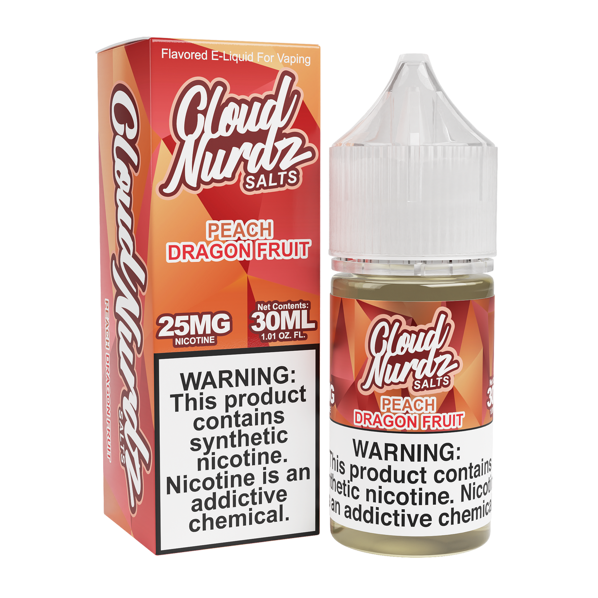 Peach Dragonfruit by Cloud Nurdz TFN Salt 30mL with packaging