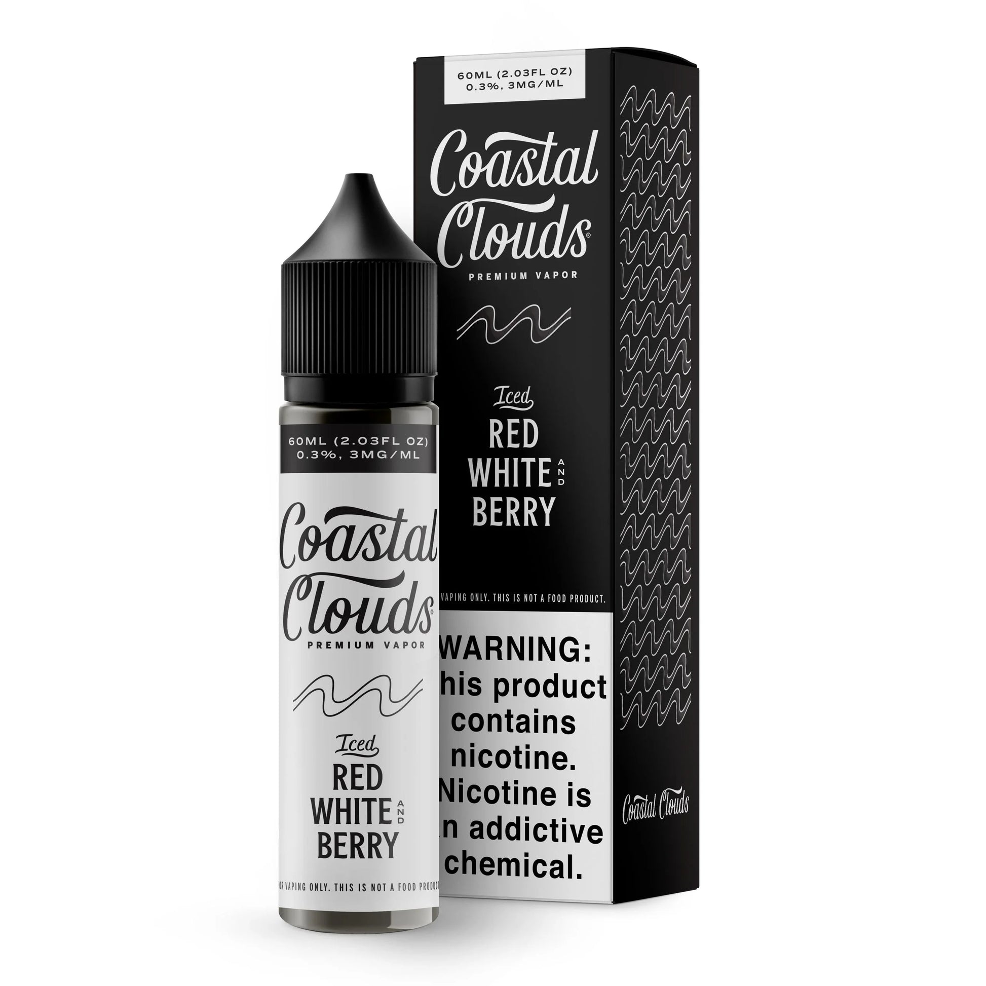 Red White and Berry by Coastal Clouds Series E-Liquid 60mL (Freebase) bottle with packaging
