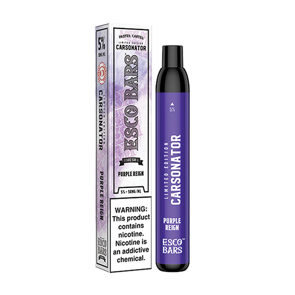 Esco Bars Carsonator Mesh Disposable | 2500 Puffs | 6mL | 50Mg | Purple Reign with packaging
