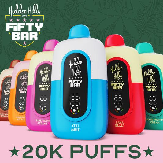 Fifty Bar 20K Hidden Hills Disposable 20000 Puffs 16mL 50mg | Group Photo