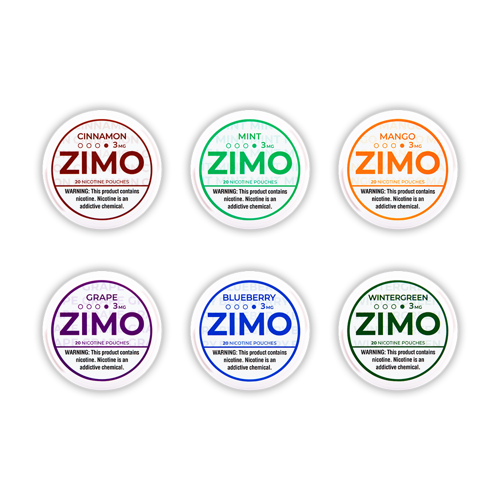 Zimo Nicotine Pouches (20ct Can)(5-Can Pack) - Group Photo