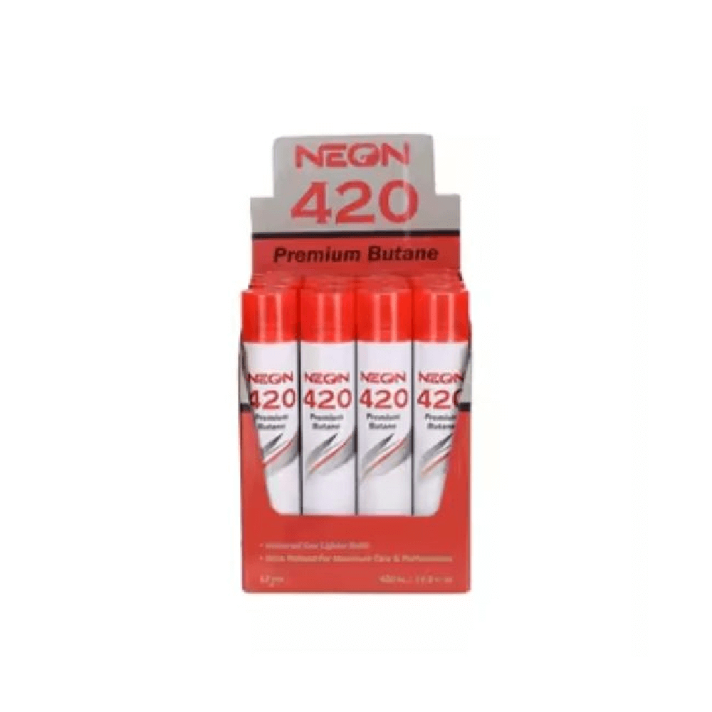 Neon 420 Premium Butane (12ct Display) - White 420mL