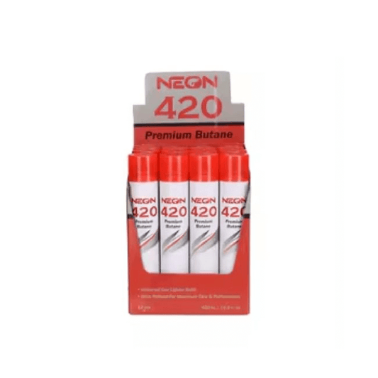 Neon 420 Premium Butane (12ct Display) - White 420mL